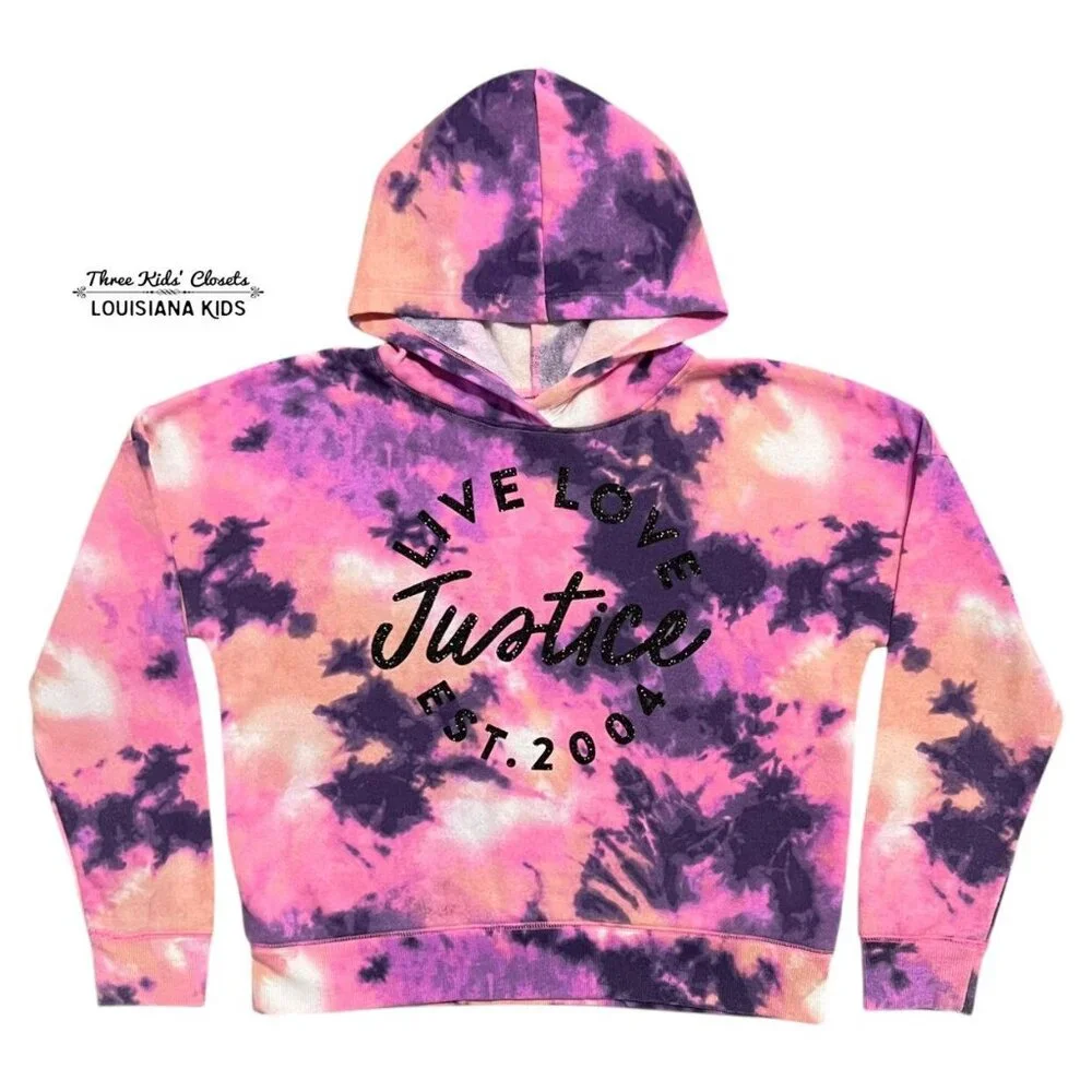 Justice L (12/14) Live Love Tie Dye Hoodie Sweatshirt
